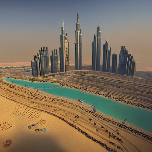 Image similar to gta : dubai, by sebastian bacala