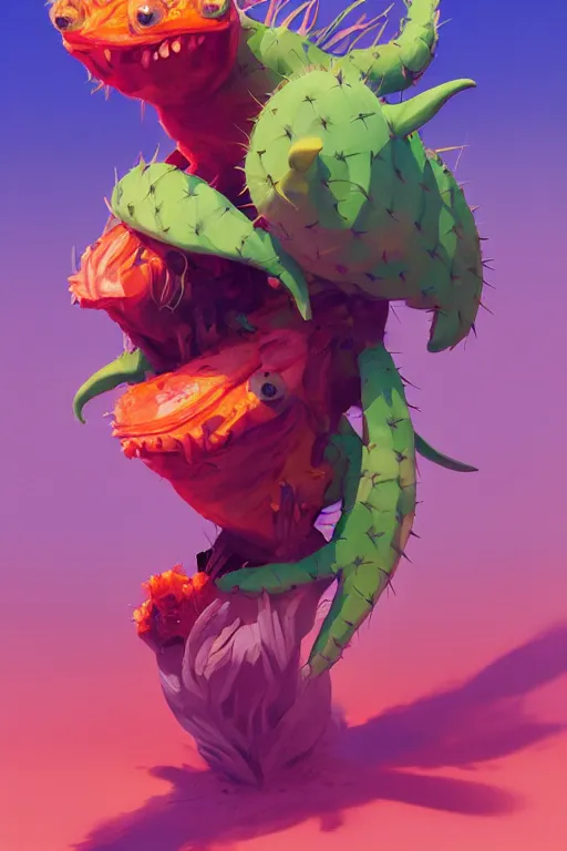 Image similar to 3 d render creature animal sushi cristal eye roots cactus elemental flush of force nature micro world fluo, art gta 5 cover, official fanart behance hd artstation by jesper ejsing, by rhads, makoto shinkai and lois van baarle, ilya kuvshinov, ossdraws