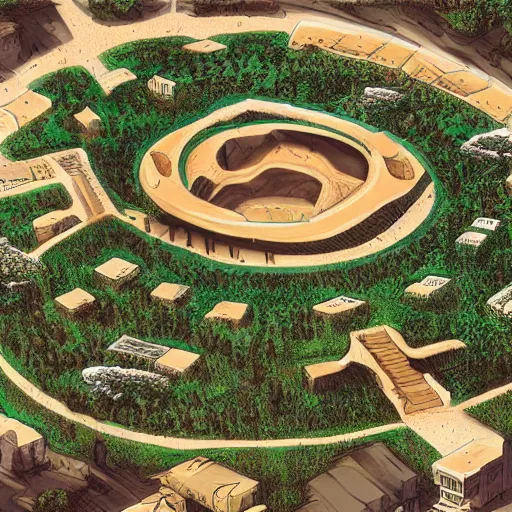 Prompt: an anthill in the shape of a school drawn by artgerm