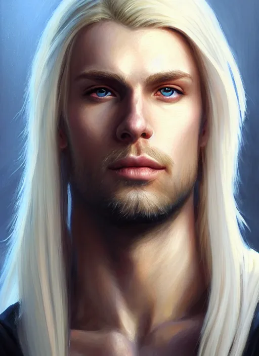 Image similar to a _ fantasy _ style _ portrait _ painting _ of male, long dark blonde hair and blonde stubble, white, rpg dnd oil _ painting _ unreal _ 5 _ daz. _ rpg _ portrait _ extremely _ detailed _ artgerm _ greg _ rutkowski _ greg