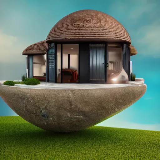 Prompt: a mini house in a crystal ball octane render hyperdetailed