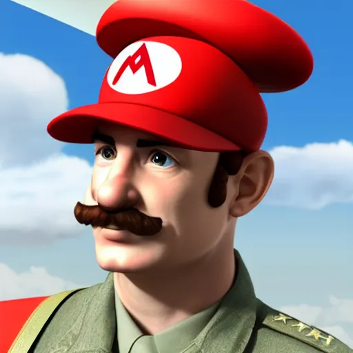 Prompt: mario as air force commander, hyper realistic,