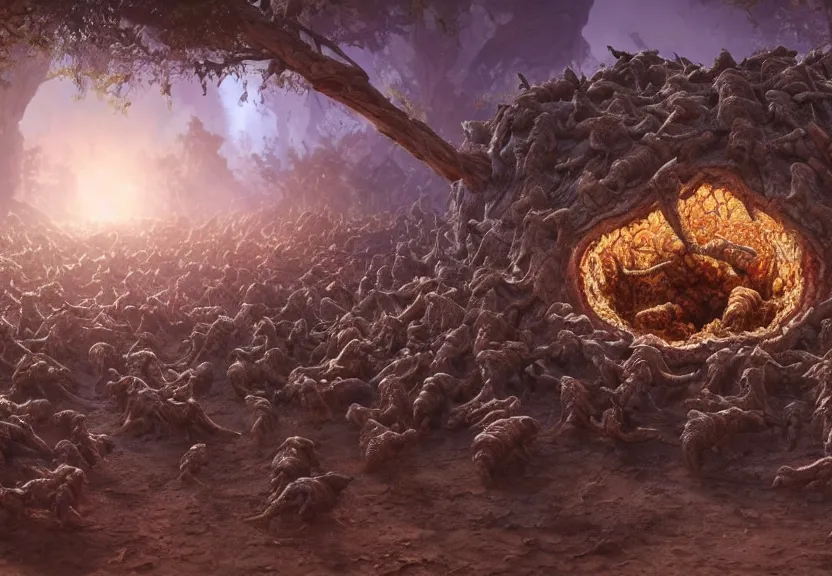 Image similar to close photorealism of zerg hive nest beautiful art uhd 4 k, artstation, hdr, 4 k, incredible detail, cinematic lighting, unreal engine 5