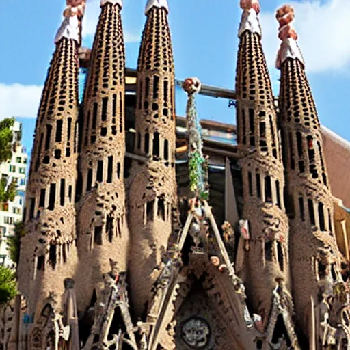 Prompt: Sagrada Familia turned into Mc Donald's