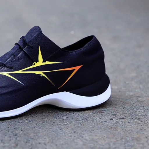 Prompt: Aerodynamic sports shoes Inspired by Pokemon Zapdos , inspired by nature