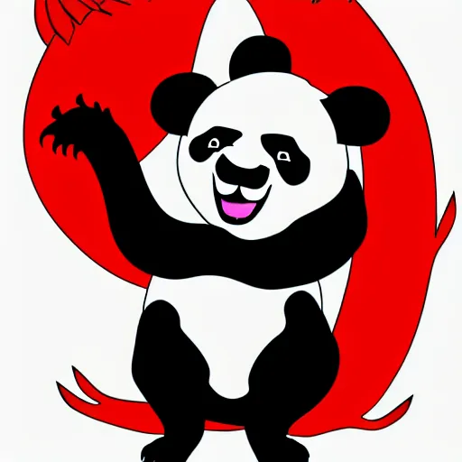 Image similar to vector art of welsh dragon and cute panda mixed, intercrossed, chimera, welsh flag, adobe illustrator