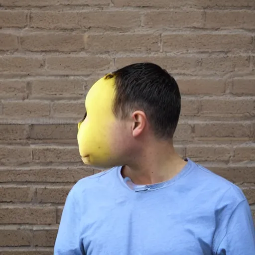 Prompt: man with a banana as a head