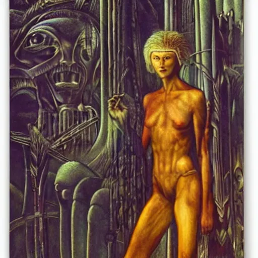 Prompt: a portrait of a character in a scenic environment by ernst fuchs and giger