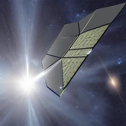 Prompt: giant solar sail floating in space