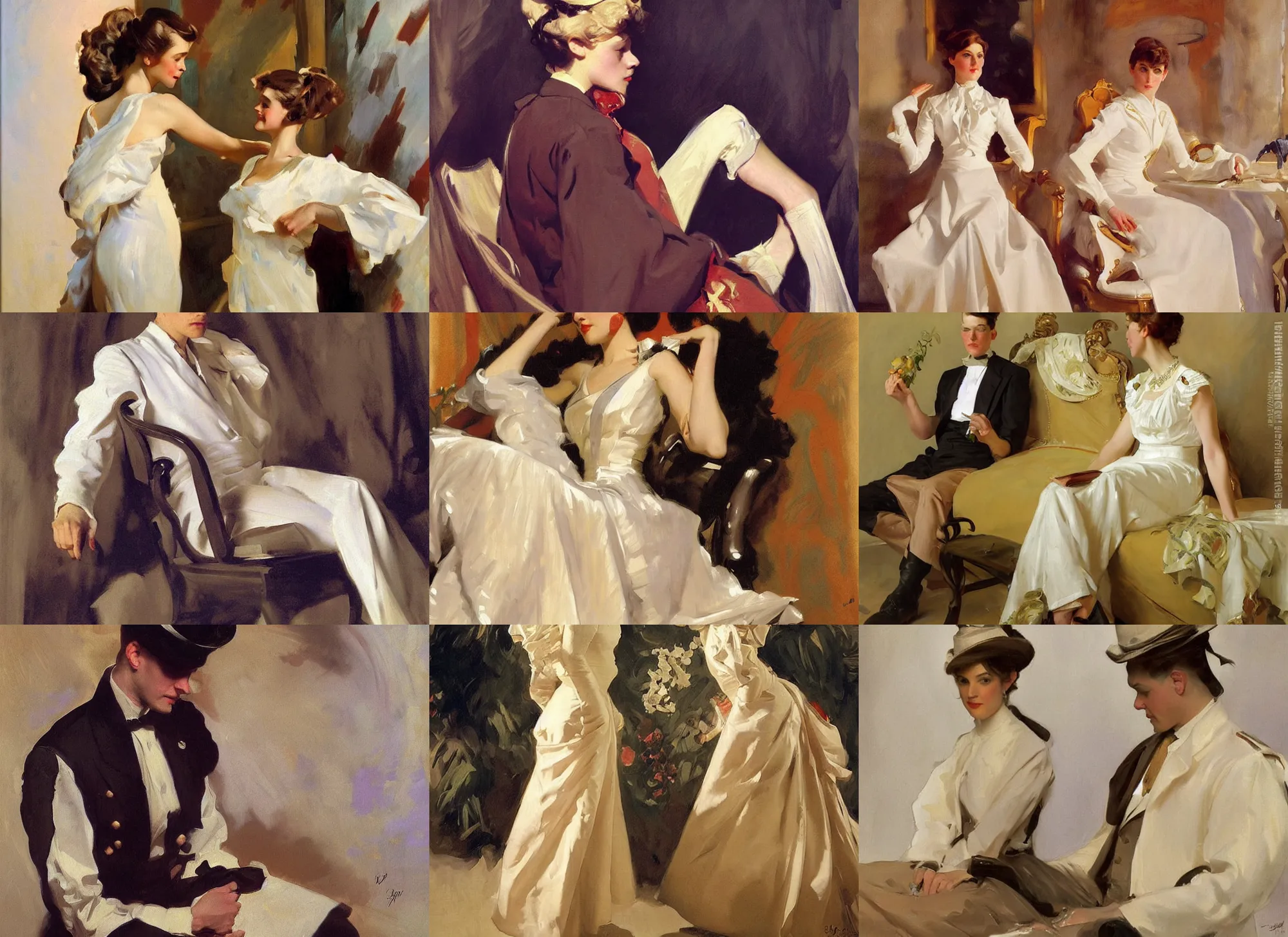 Prompt: painting by sargent and leyendecker
