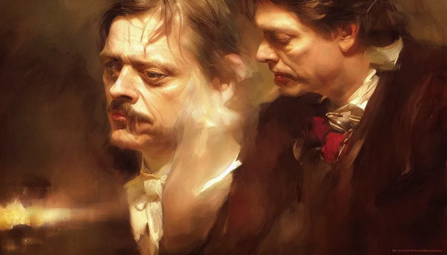 Image similar to beautiful portrait of anthropomorphic loaf of bread steve buscemi, art by anders zorn, wonderful masterpiece by greg rutkowski, beautiful cinematic light, american romanticism thomas lawrence, greg rutkowski