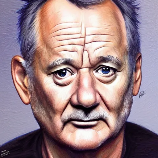 Image similar to close up portrait of bill murray painted by magali villeneuve