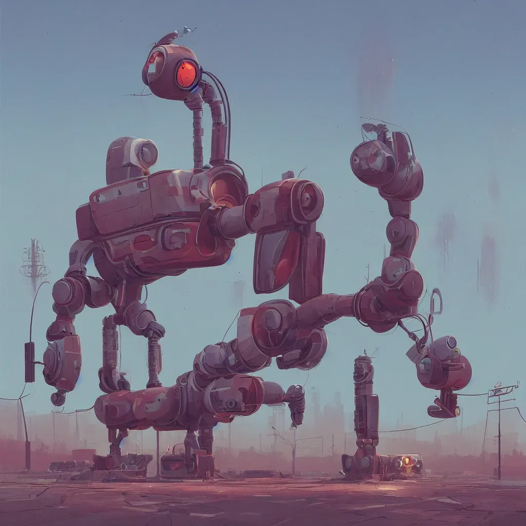 Prompt: a retrofuturistic robot by Simon Stålenhag