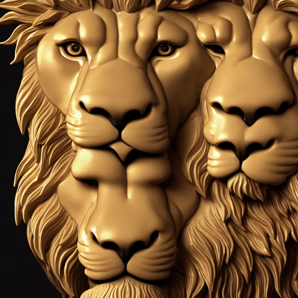 Image similar to a closeup photo - real delicate ceramic porcelain sculpture of an ornate detailed lion face in front of an intricate background by rafael, micro detail, backlit lighting, subsurface scattering, translucent, thin porcelain, octane renderer, colorful, physically based rendering, trending on cgsociety