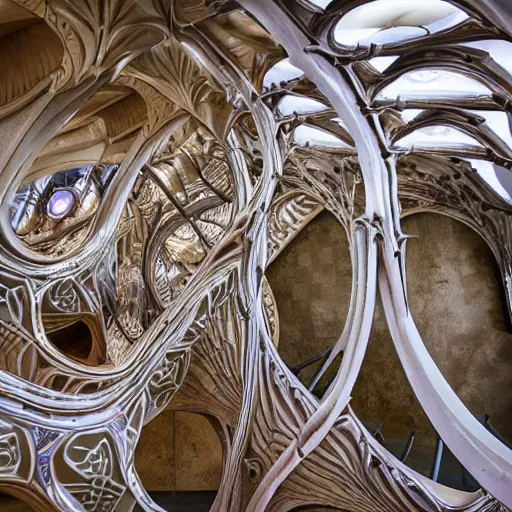 Prompt: spiral staicase designed by Antoni Gaudi