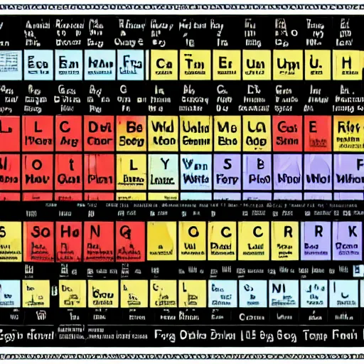 Prompt: what the periodic table would look like in a lucid dream