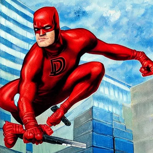 Image similar to daredevil marvel, detailed painting