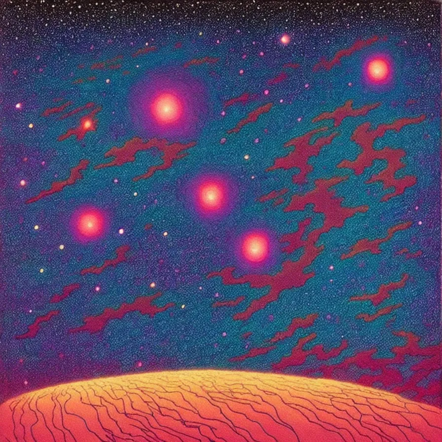 Prompt: ( ( ( ( beautiful starry sky and cloud ) ) ) ) ) by mœbius!!!!!!!!!!!!!!!!!!!!!!!!!!!, overdetailed art, colorful, record jacket, warm tones, bioluminescent