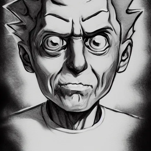 Image similar to morty from rick and morty fusain charcoal sketch artstation deviant art yoshida watercolor