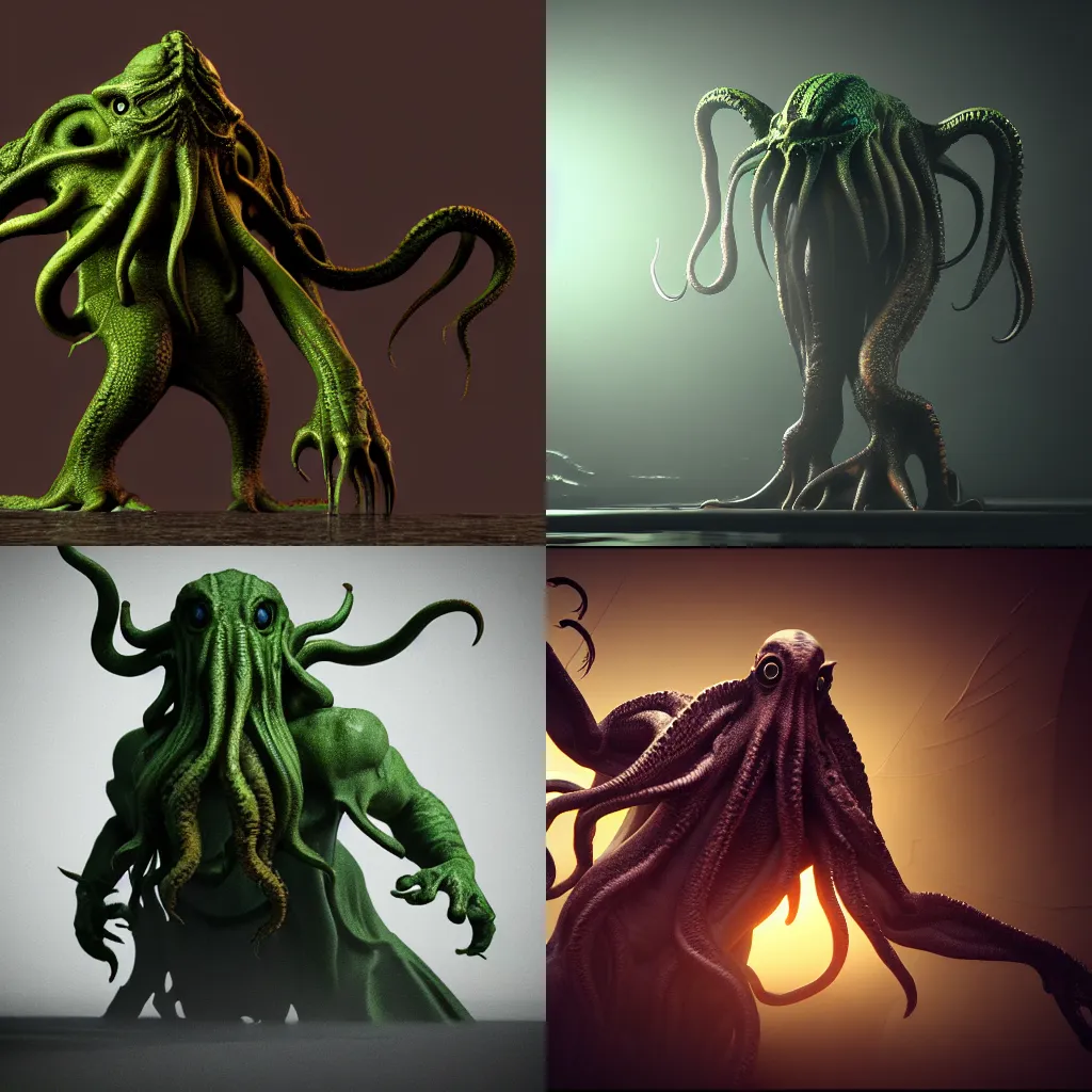 Image similar to cthulhu, octane render, unreal engine, ultradetailed, stylized as a 3 dimensional render