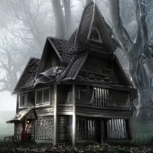 Prompt: village horror house forest darkness dark unreal render