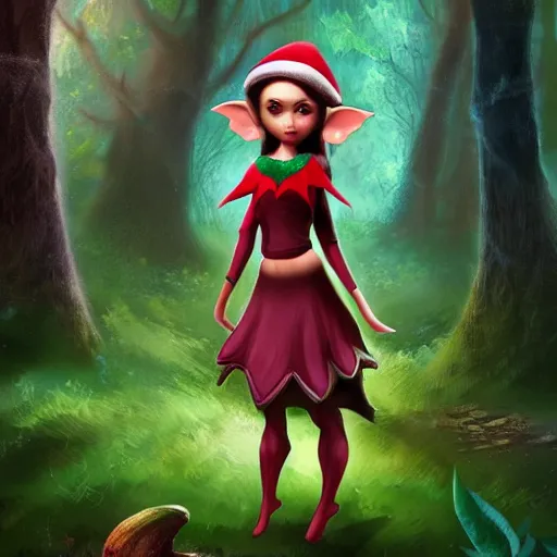 Prompt: mushroom female elf in the forest digital art, 4k, artstation, studio lighting