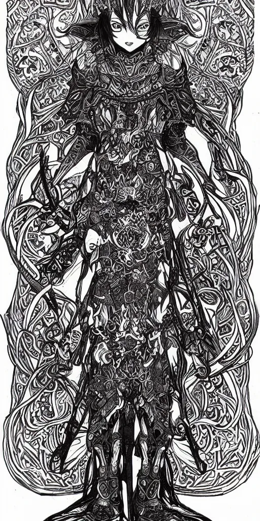 Image similar to a mage from final fantasy 14, intricate, amazing line work, cosmic, psychedelic.