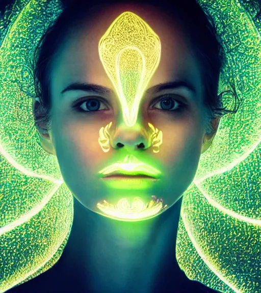 Image similar to lightpainting luminescent portrait, diffuse luminescent lightpainting, intricate wiccan spectrum lightpainting, elegant light, highly detailed zen prisms, lifelike, fully photorealistic, artstation, luminescent beautiful concept art, smoothened, sharp luminescent focus, sharp art by michael bosanko
