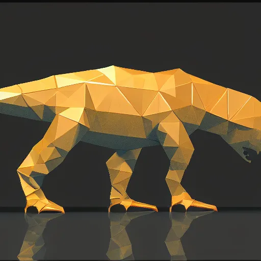 Prompt: polygonal dinosaur with very basic reflections, 90s cg