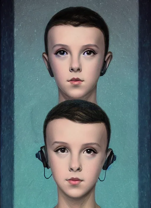 Prompt: Portrait of cyberpunk Millie Bobby Brown by Leonardi Da Vinci