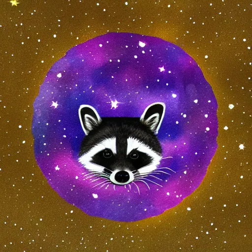 Image similar to purple raccoon in the stars