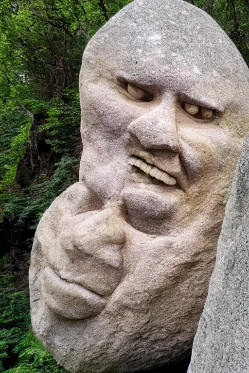 Image similar to dwayne the rock jonhson's face on a boulder as a tourist attraction