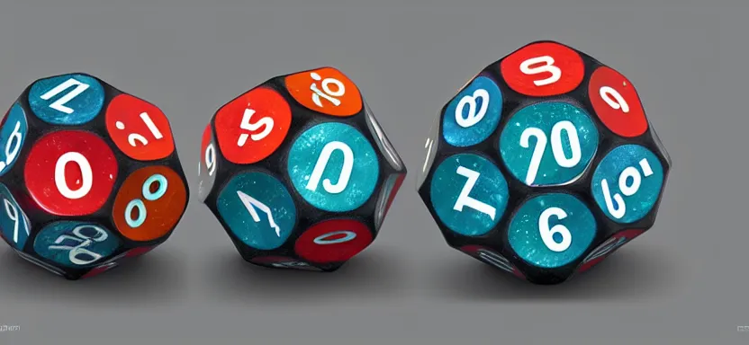 Prompt: planets shaped 2 0 - sided - dice, digital art, extreme detail