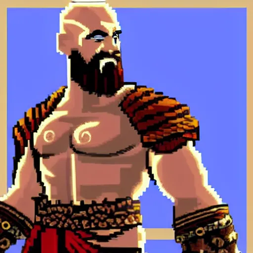 Image similar to pixel art of greek era kratos