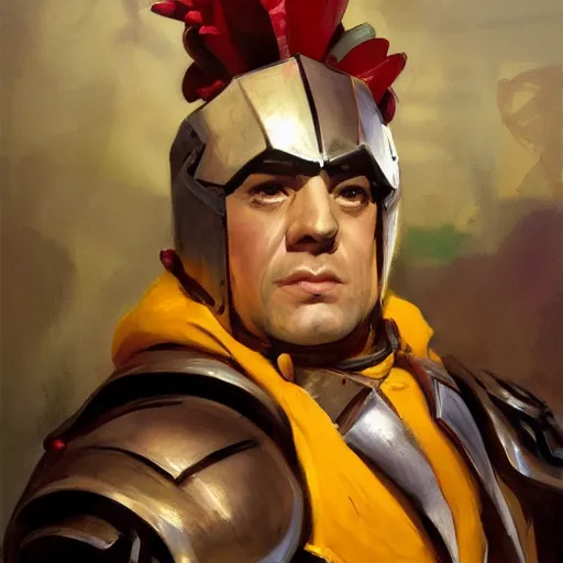 Image similar to greg manchess portrait painting of partially armored knave of hearts from alice in wonderland as overwatch character, medium shot, asymmetrical, profile picture, organic painting, sunny day, matte painting, bold shapes, hard edges, street art, trending on artstation, by huang guangjian, gil elvgren, ruan jia, randy vargas, greg rutkowski