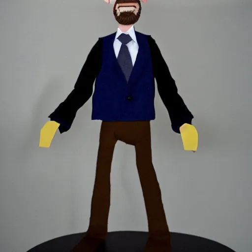 Image similar to a stopmotion animation puppet of walter white