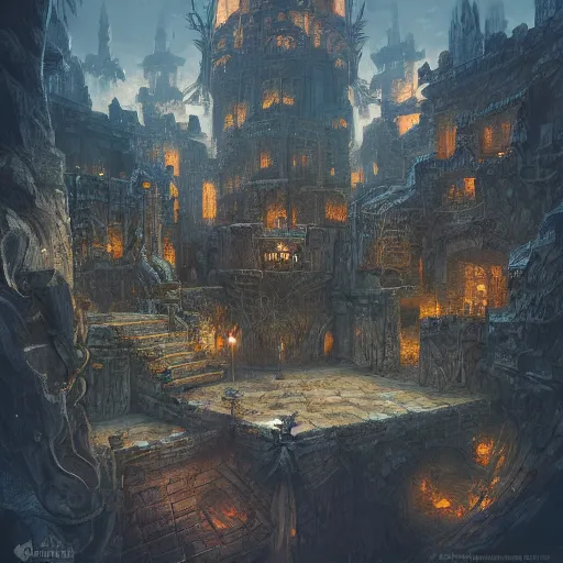 Image similar to dungeon map board game, fantasy art, in the style of greg rutkowski, perpendicular view, illustration, epic, fantasy, intricate, hyper detailed, artstation, concept art, smooth, sharp focus, ray tracing