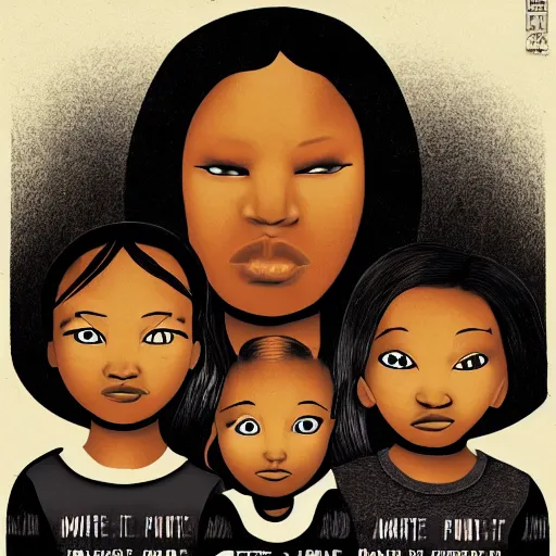 Image similar to a poster design of a miserable black family by adhira putra,