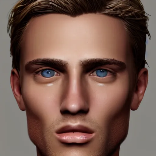 Image similar to a close up realistic portrait of a blonde man, trending on artstation