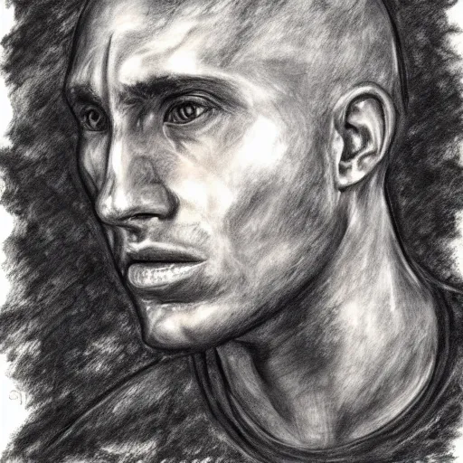 Image similar to Detailed portrait of a jarhead. Charcoal.