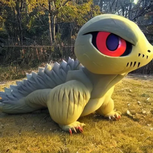 Image similar to real life Pokemon, creepy!!!, scaly!!!, menacing!!!, evil, ultra realistic, golden hour, fog, volumetric lighting, sharp focus