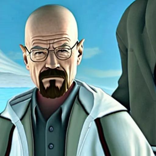 Image similar to movie still of walter white in kingdom hearts ( 2 0 0 3 )