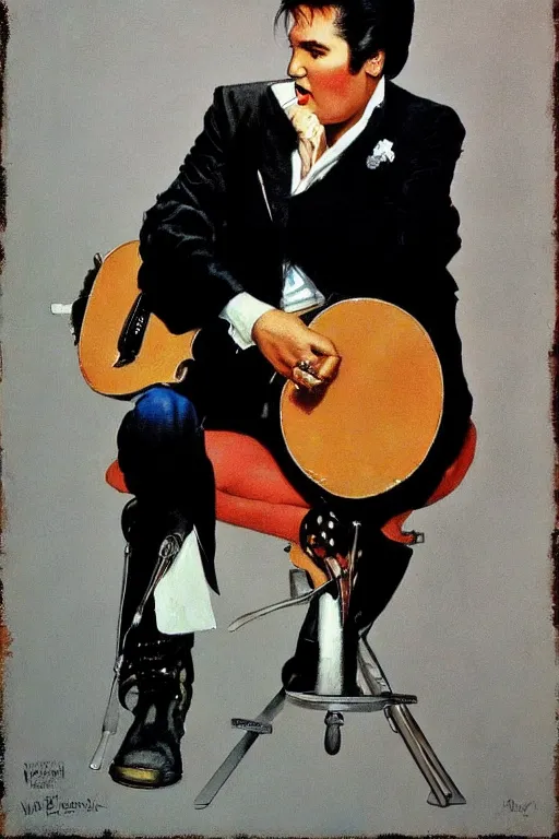 Prompt: elvis presley painted by norman rockwell