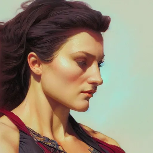 Image similar to portrait of a woman, stallone, schwarzenegger, eastwood, homer simpson, intricate, elegant, highly detailed, digital painting, artstation, concept art, smooth, sharp focus, illustration, art by artgerm and greg rutkowski and alphonse mucha and william - adolphe bouguereau