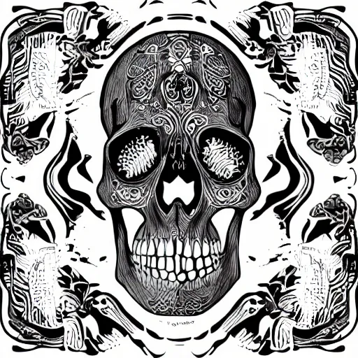 Image similar to skull black and white anatomical illustration