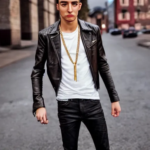 really cool guy standing, wearing a leather jacket, | Stable Diffusion ...
