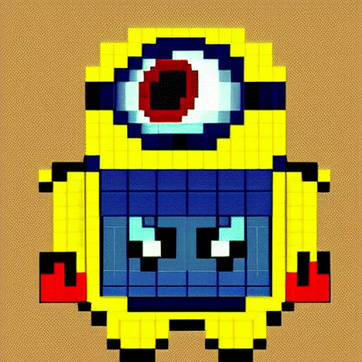 Image similar to evil robot minion, pixel art, 3 2 - bit, hd pixel art, highly detailed