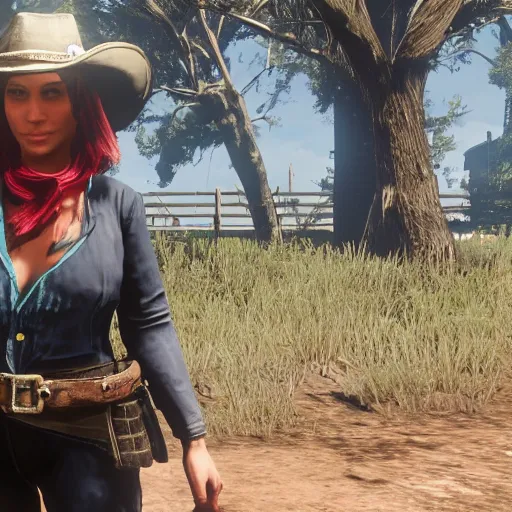 Prompt: Alloy from Horizon in Red Dead Redemption 2