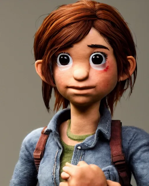 Image similar to ellie from the last of us as a muppet. highly detailed felt. hyper real photo. 4 k.