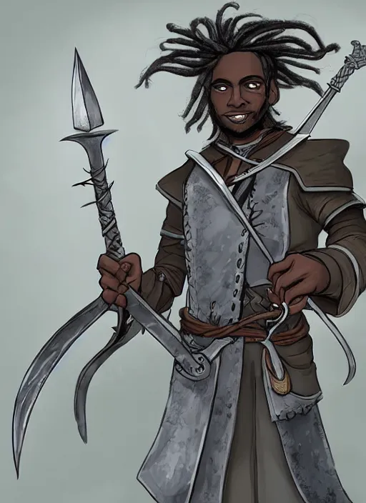 a DND concept character with dark skin and long light | Stable ...